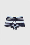 Surfside Striped Knit Shorts - Ocean Blue